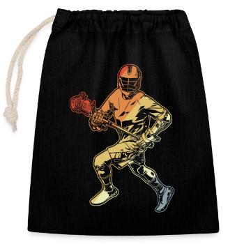 Lacrosse Player Drawing - Closable cotton gift bag (25x30cm) - black - Front
