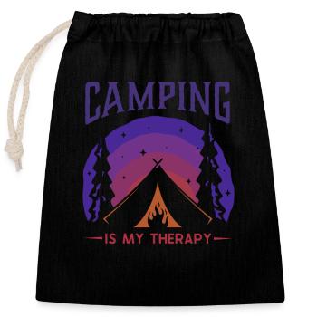 Le camping est mon camping de glamping thérapeutique - Sac cadeau en coton avec cordon (25 x 30 cm) - noir - Devant