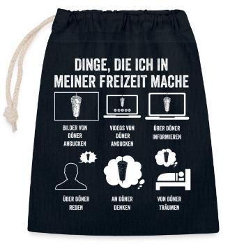 Dönerspieß Kebab Döner - Verschließbarer Geschenkbeutel aus Baumwolle (25x30cm) - Navy - Vorne