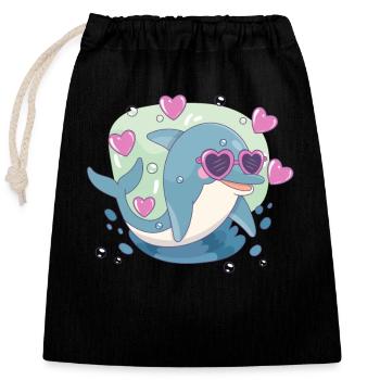 Saint-Valentin Drôle Dauphin Amant Mignon - Sac cadeau en coton avec cordon (25 x 30 cm) - noir - Devant