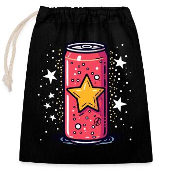 A Beverage Can, The Cartoon Pop Energy Drink - Closable cotton gift bag (25x30cm) - black - Front