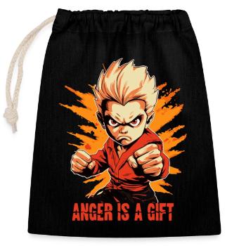 Little angry martial arts boy fights back - Closable cotton gift bag (25x30cm) - black - Front