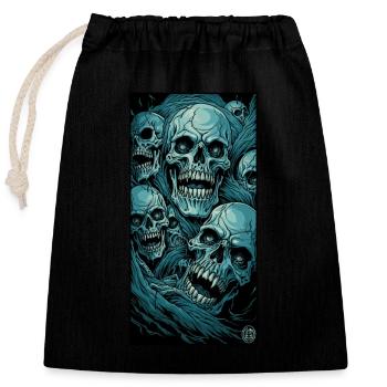 Fear of the horror of zombie skulls - Closable cotton gift bag (25x30cm) - black - Front