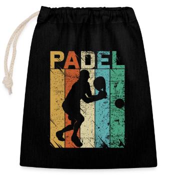 Cadeau d’athlète fan de padel pour le padel Tennis - Sac cadeau en coton avec cordon (25 x 30 cm) - noir - Devant