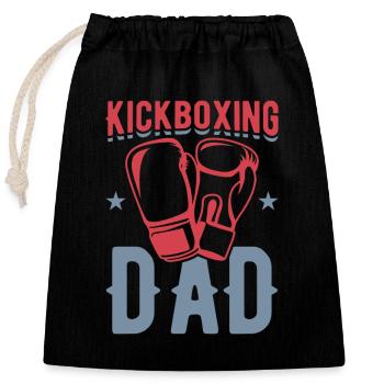 Papa kickboxing - Sac cadeau en coton avec cordon (25 x 30 cm) - noir - Devant