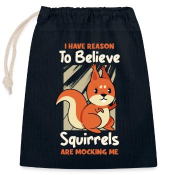 J’ai des raisons de croire que les écureuils se moquent de moi - Sac cadeau en coton avec cordon (25 x 30 cm) - bleu marine - Devant
