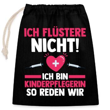 Erzieherin Kindergärtnerin Kinderpflegerin - Verschließbarer Geschenkbeutel aus Baumwolle (25x30cm) - Schwarz - Vorne