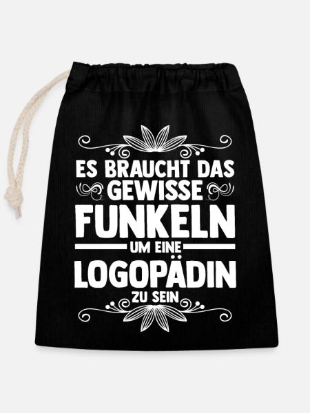 Logopädie Logopädin - Verschließbarer Geschenkbeutel aus Baumwolle (25x30cm) - Schwarz