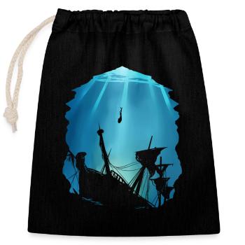 Cadeau de plongeur d’épave pour naufrage - Sac cadeau en coton avec cordon (25 x 30 cm) - noir - Devant