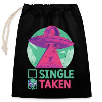 Single oder genommen Lustig Alien UFO Valentinstag - Verschließbarer Geschenkbeutel aus Baumwolle (25x30cm) - Schwarz - Vorne