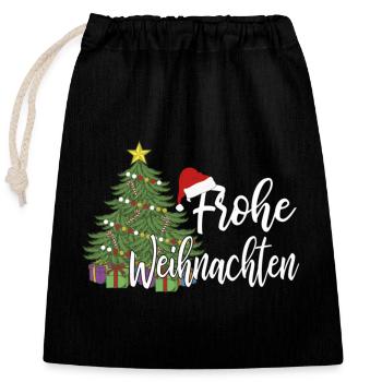 Christmas - Closable cotton gift bag (25x30cm) - black - Front