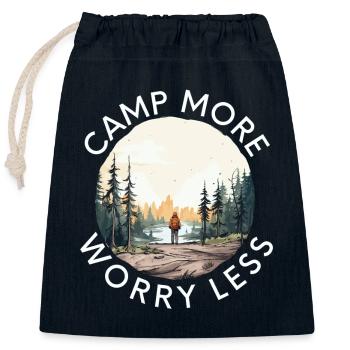 Camp More Worry Less - Closable cotton gift bag (25x30cm) - navy - Front