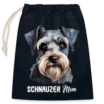 Schnauzer - Sac cadeau en coton avec cordon (25 x 30 cm) - bleu marine - Devant