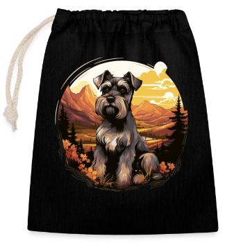 Schnauzer - Sac cadeau en coton avec cordon (25 x 30 cm) - noir - Devant