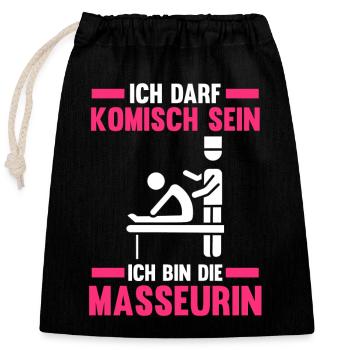 Physiotherapeutin Massage Masseurin - Verschließbarer Geschenkbeutel aus Baumwolle (25x30cm) - Schwarz - Vorne