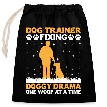 Dresseur de chiens Dressage de chiens Dressage de chiens Soins aux animaux de compagnie Pr - Sac cadeau en coton avec cordon (25 x 30 cm) - noir - Devant