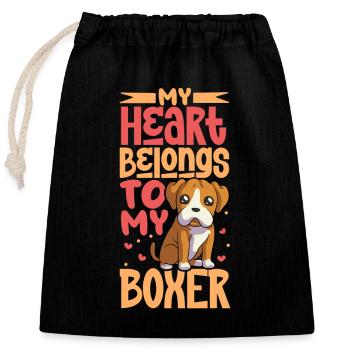 Hundeliebe - Boxer - Verschließbarer Geschenkbeutel aus Baumwolle (25x30cm) - Schwarz - Vorne