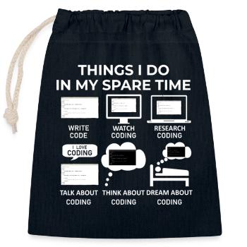 Dinge, die ich in meiner Freizeit mache - Programmieren - Verschließbarer Geschenkbeutel aus Baumwolle (25x30cm) - Navy - Vorne