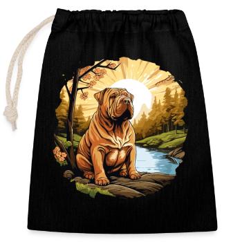 Shar Pei - Closable cotton gift bag (25x30cm) - black - Front