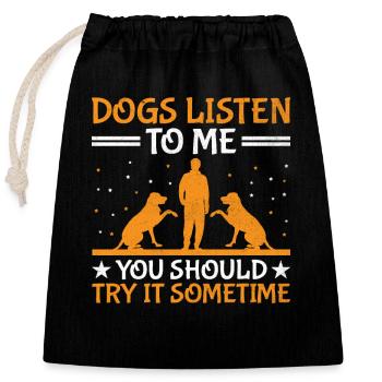 Dresseur de chiens Dressage de chiens Dressage de chiens Soins aux animaux de compagnie Pr - Sac cadeau en coton avec cordon (25 x 30 cm) - noir - Devant