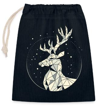 Deer Antlers Vector Polygon Logo - Closable cotton gift bag (25x30cm) - navy - Front