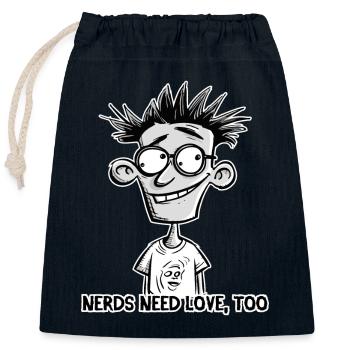 Les nerds aussi ont besoin d’amour - Sac cadeau en coton avec cordon (25 x 30 cm) - bleu marine - Devant