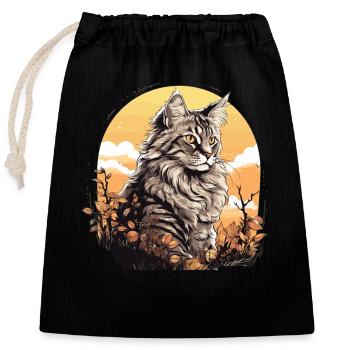 Maine Coon - Closable cotton gift bag (25x30cm) - black - Front