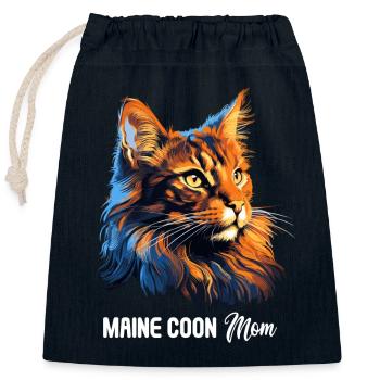 Maine Coon - Closable cotton gift bag (25x30cm) - navy - Front