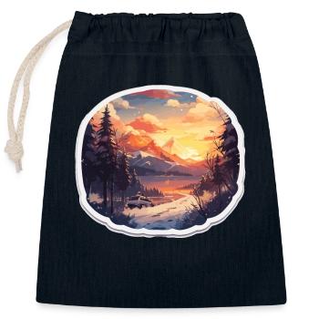 Winter Winterlandschadt Ski Ski Gebiet Ski fahren - Verschließbarer Geschenkbeutel aus Baumwolle (25x30cm) - Navy - Vorne