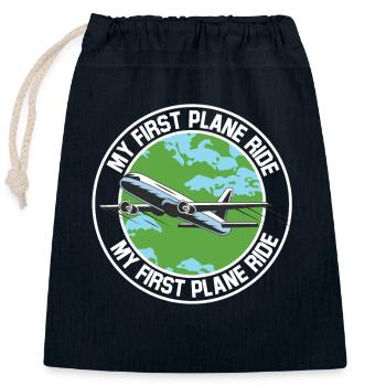 Mon premier voyage en avion en solo - Sac cadeau en coton avec cordon (25 x 30 cm) - bleu marine - Devant