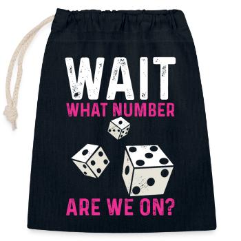 Jeu de dés Bunco - Sac cadeau en coton avec cordon (25 x 30 cm) - bleu marine - Devant