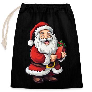 Freaky Santa Claus with beard and hat - Closable cotton gift bag (25x30cm) - black - Front