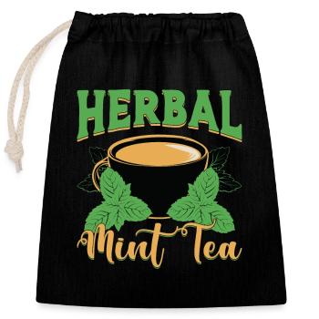 Tisane Menthe Thé Herboriste Tasse de thé Tisane Amateur de Tisane - Sac cadeau en coton avec cordon (25 x 30 cm) - noir - Devant