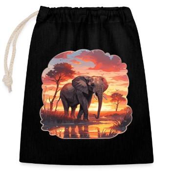 Elephant, Elephant, Pachyderm, Animal, Africa, Safari - Closable cotton gift bag (25x30cm) - black - Front