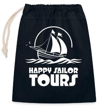 Happy sailor tours on the ship - Closable cotton gift bag (25x30cm) - navy - Front