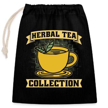 Collection de tisanes Buveur de thé Tasse à thé d’herboristerie - Sac cadeau en coton avec cordon (25 x 30 cm) - noir - Devant