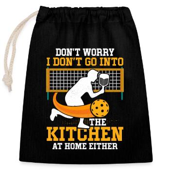 Don't Worry Pickleball Paddle Kitchen - Closable cotton gift bag (25x30cm) - black - Front