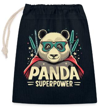 Panda Superhero - Closable cotton gift bag (25x30cm) - navy - Front