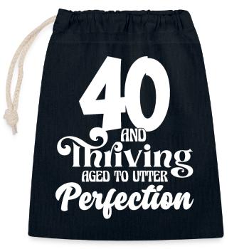 Forty Hello Vintage Birthday Sarcastic Quote - Closable cotton gift bag (25x30cm) - navy - Front