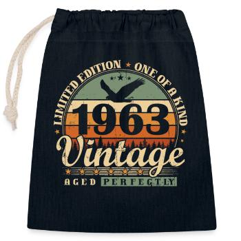 Born 1963 Vintage Birthday Gift - Closable cotton gift bag (25x30cm) - navy - Front