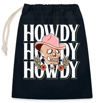 Howdy Western Vibes Country Ranch Life Rodéo - Sac cadeau en coton avec cordon (25 x 30 cm) - bleu marine - Devant
