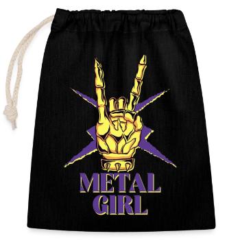 Metallisches Mädchen Küken Rock Mama - Verschließbarer Geschenkbeutel aus Baumwolle (25x30cm) - Schwarz - Vorne