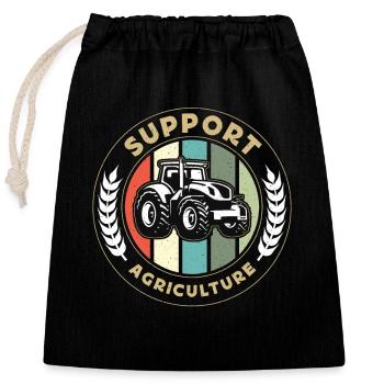 Harvester Support Agriculture Farming Life Farmer - Verschließbarer Geschenkbeutel aus Baumwolle (25x30cm) - Schwarz - Vorne