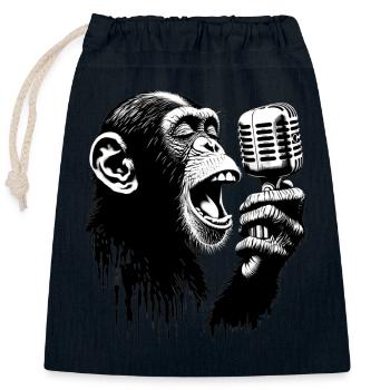 Monkey Band Leader | Monkey Orchestra - Closable cotton gift bag (25x30cm) - navy - Front