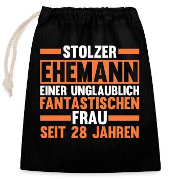 Ehe Nelkenhochzeit 28 Jahre Verheiratet Hochzeitst - Verschließbarer Geschenkbeutel aus Baumwolle (25x30cm) - Schwarz - Vorne
