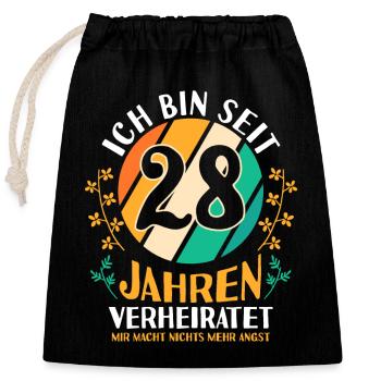 Ehe Nelkenhochzeit 28 Jahre Verheiratet Hochzeitst - Verschließbarer Geschenkbeutel aus Baumwolle (25x30cm) - Schwarz - Vorne