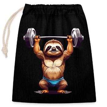 Paresseux Bodybuilder Fitness Fun Design - Sac cadeau en coton avec cordon (25 x 30 cm) - noir - Devant