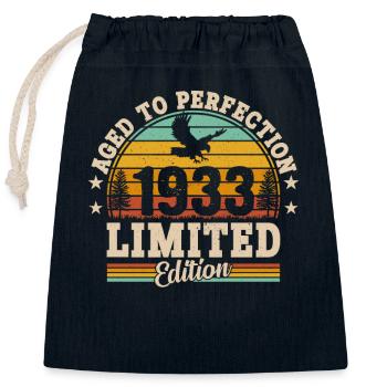 1933 Vintage Birthday - Closable cotton gift bag (25x30cm) - navy - Front