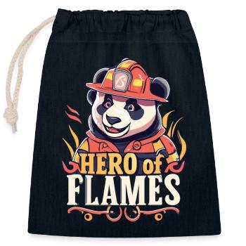 Honorez les héros : Panda géant en tant que pompier - Sac cadeau en coton avec cordon (25 x 30 cm) - bleu marine - Devant