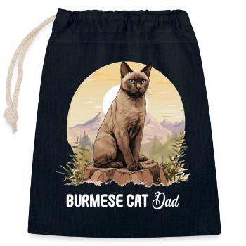 Chat birman Birmanie Katze - Sac cadeau en coton avec cordon (25 x 30 cm) - bleu marine - Devant
